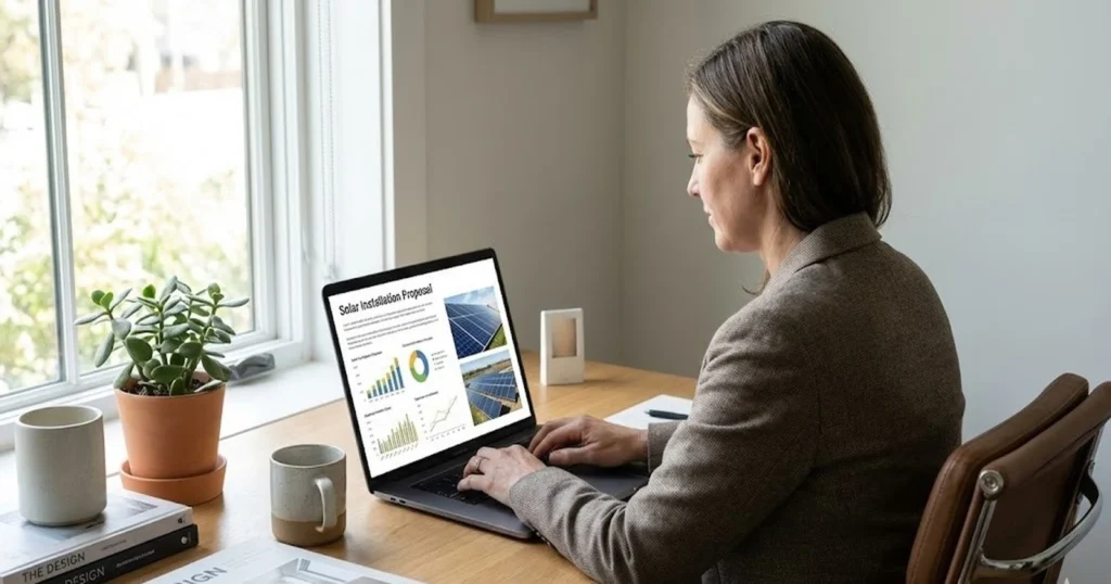 Solar leasing vs buying comparison for U.S. businesses reviewing a commercial solar proposal