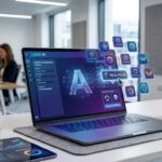 AI logo generator creating modern brand logos on a digital interface